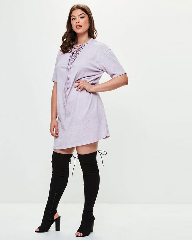 Curve lilac washed out t-shirt dress - Image 3