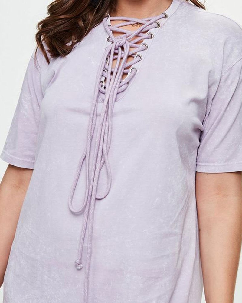 Curve lilac washed out t-shirt dress - Image 2