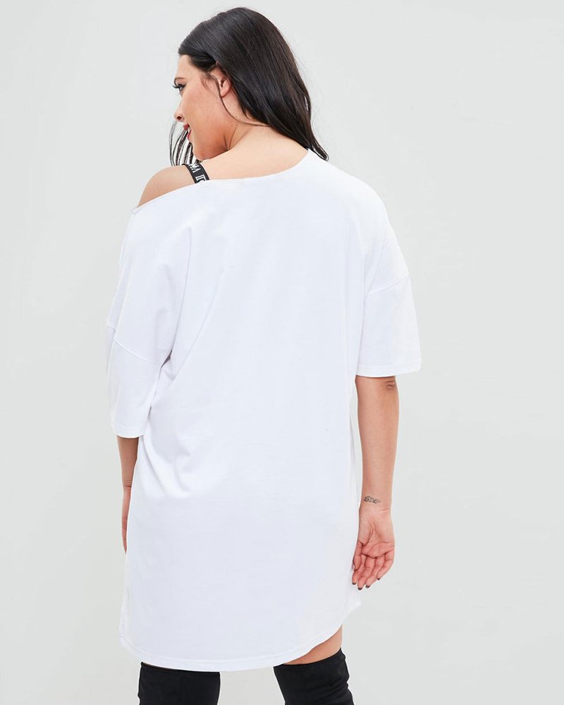 Curve white elastic trim t-shirt dress - Image 2