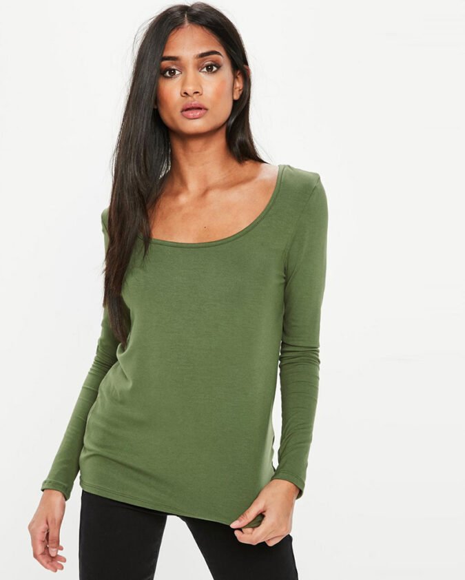 khaki-long-sleeve-loose-fit-scoop-neck-t-shirt-R1-16094
