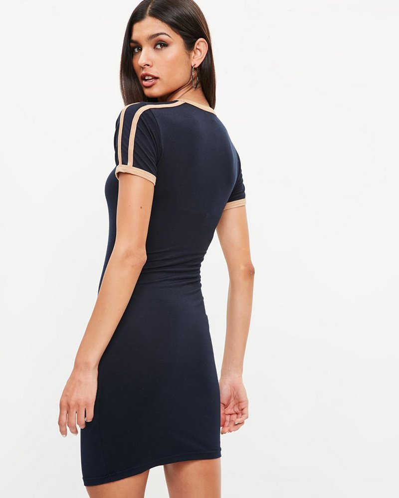 navy sports bodycon t-shirt dress - Image 2