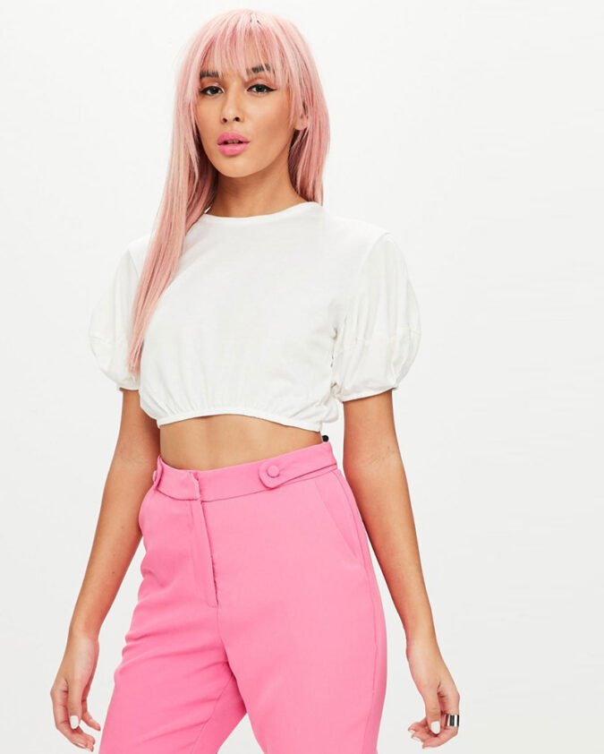 petite-white-parachute-sleeve-slogan-top-R1-16062