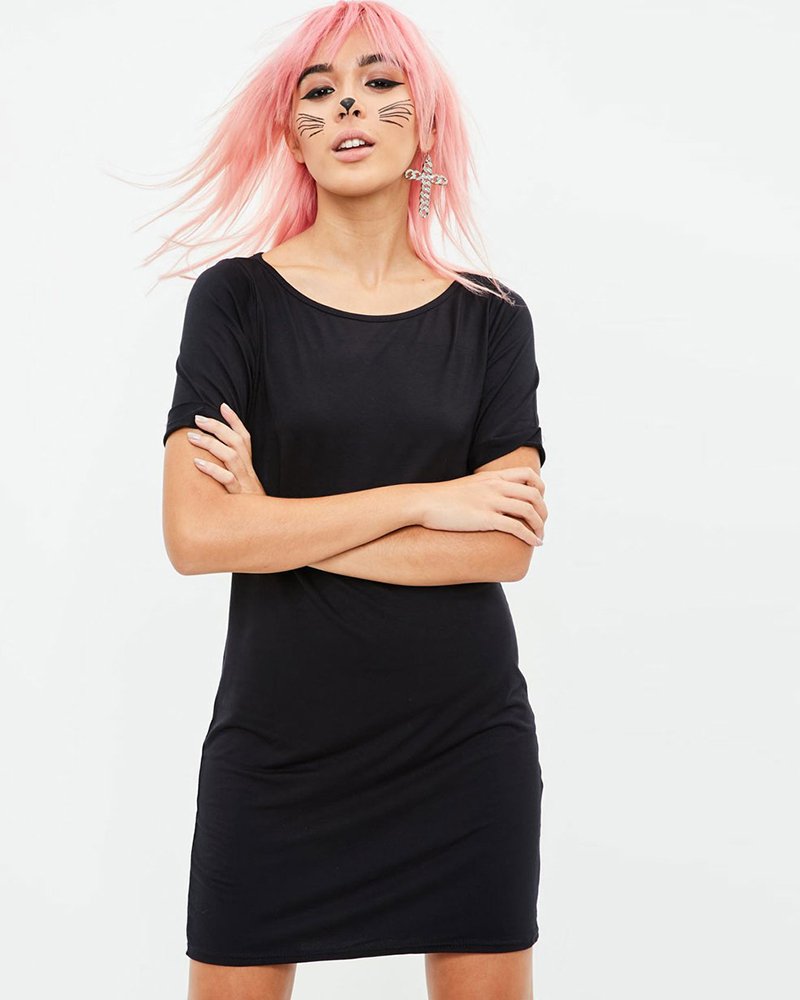 Slashed back-t-shirt-dress-black - Image 2