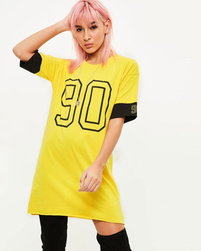 yellow-90-contrast-sleeve-oversized-t-shirt-dress-R1-16032
